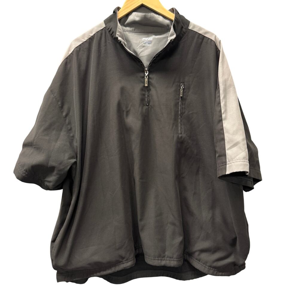Ping Windbreaker‎ Mens XXL Black Gray 1/4 Zip Golf Performance Dynamics Jacket